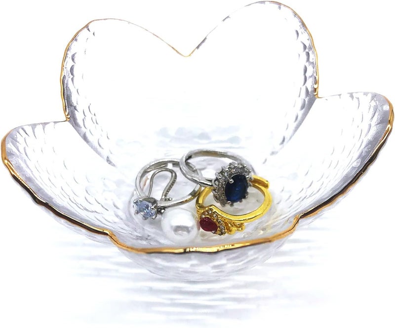 BESSKON Small Ring Dish Jewelry Bowl, Glass Jewelry Dish Trinket Bowl, Crystal Ring Holder Dish Jewelry Plate, Nightstand Decor Jewelry Holder Dish, Engagement Gift Jewelry Tray Dish for Rings, Keys - Image 5